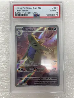 2023 Pokemon TCG Scarlet & Violet Paldea Evolved Tyranitar #222/193 PSA 10 Slab - Image 1