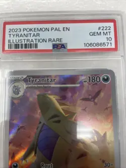 2023 Pokemon TCG Scarlet & Violet Paldea Evolved Tyranitar #222/193 PSA 10 Slab - Image 10
