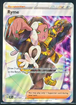 Ryme Trainer Holo Full Art Ultra Rare 221/197 Pokémon 2023 Obsidian Flames NM - Image 1