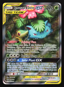 Pokemon Venusaur & Snivy GX SM229 Sun & Moon Holo Black Star Promo HP - Image 3