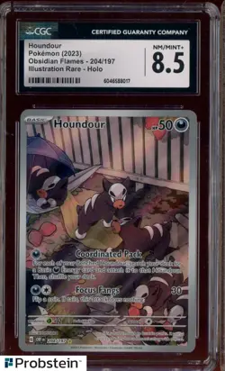 2023 Pokemon Obsidian Flames #204/197 Houndour IR Holo CGC 8.5 NM-MT+ - Image 1