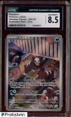 2023 Pokemon Obsidian Flames #204/197 Houndour IR Holo CGC 8.5 NM-MT+ - Image 3