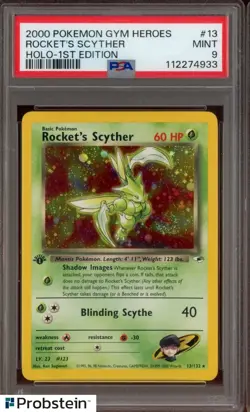 2000 Pokemon Gym Heroes #13 Rocket's Scyther Holo 1st Edition PSA 9 MINT - Image 1