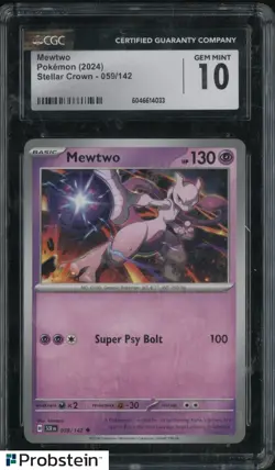 2024 Pokemon Stellar Crown #059/142 Mewtwo CGC 10 GEM MINT - Image 3