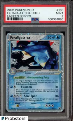 2005 Pokemon Ex Unseen Forces #103 Feraligatr Ex Holo PSA 9 MINT - Image 1