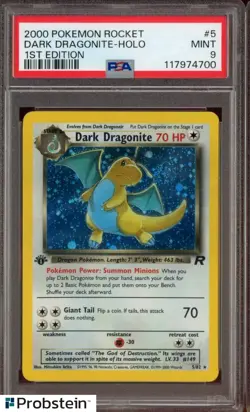 2000 Pokemon Rocket 1st Edition #5 Dark Dragonite Holo PSA 9 MINT - Image 3
