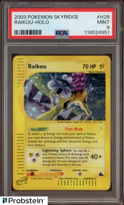 2003 Pokemon Skyridge #H26 Raikou Holo PSA 9 MINT - Image 1