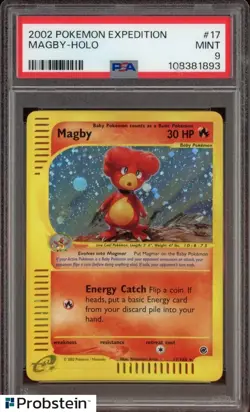2002 Pokemon Expedition #17 Magby Holo PSA 9 MINT - Image 1