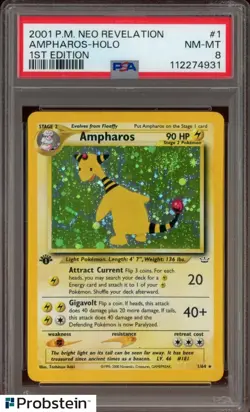 2001 Pokemon Neo Revelation 1st Edition #1 Ampharos Holo PSA 8 NM-MT - Image 3