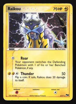 Pokemon Raikou 3/17 POP Series 2 Promos Holo Rare HP/DMG - Image 3