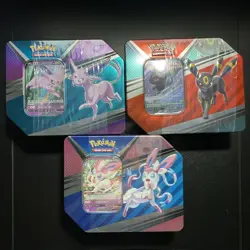 Pokemon TCG V HEROES Tins Set of 3 Espeon Sylveon Umbreon FACTORY SEALED - Image 1