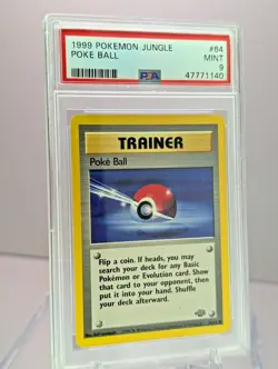 PSA 9 Pokémon Poké Ball 64/64 Jungle Unlimited 1999 Trainer WOTC TCG - Image 1