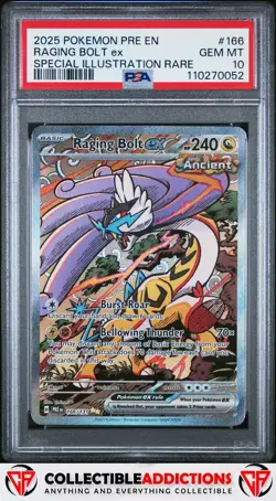2025 Pokemon Prismatic Evolutions 166 Raging Bolt Ex Special Illustration PSA 10 - Image 3