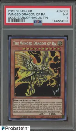 2019 YU-GI-OH! GOLD SARCOPHAGUS TIN EN009 THE WINGED DRAGON OF RA PSA 7 - Image 1
