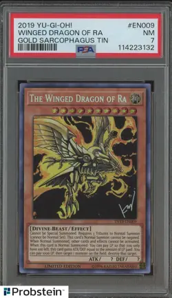 2019 YU-GI-OH! GOLD SARCOPHAGUS TIN EN009 THE WINGED DRAGON OF RA PSA 7 - Image 3