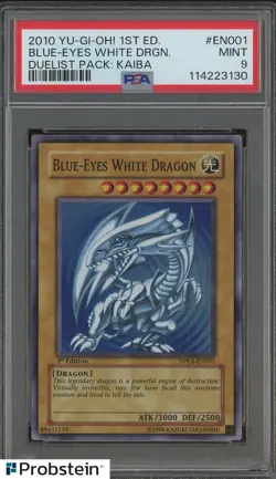 2010 YU-GI-OH! DUELIST PACK KAIBA EN001 BLUE-EYES WHITE DRAGON 1ST EDITION PSA 9 - Image 3