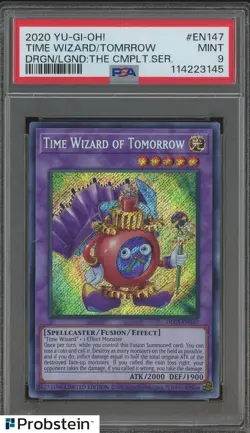 2020 YU-GI-OH! DRAGONS OF LEGEND EN147 TIME WIZARD OF TOMORROW PSA 9 1ST MINT - Image 1