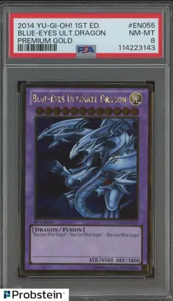 2014 YU-GI-OH! PREMIUM GOLD EN055 BLUE-EYES ULTIMATE DRAGON 1ST EDITION PSA 8 - Image 3