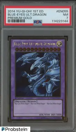 2014 YU-GI-OH! PREMIUM GOLD EN055 BLUE-EYES ULTIMATE DRAGON 1ST EDITION PSA 7 - Image 3