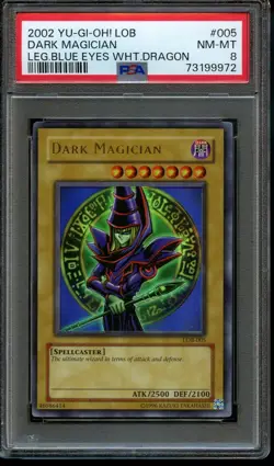 PSA 8 Dark Magician LOB-005 Ultra Rare OG Original Print 2002 Unlimited Yugioh - Image 1