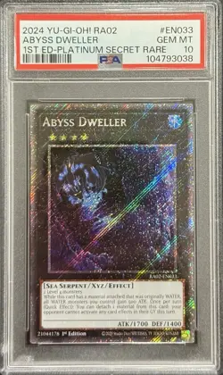2024 PSA 10 YUGIOH RA03 PLATINUM SECRET RARE ABYSS DWELLER 💎 - Image 2