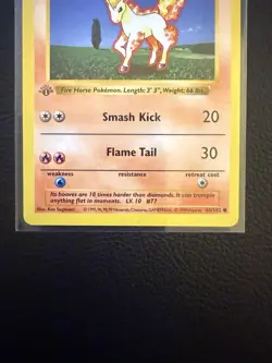 Pokemon Ponyta 60/102 1st Edition Shadowless Base Set Card Unplayed Near Mint - Image 4