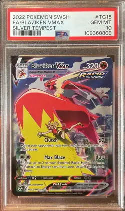 2022 Pokemon SWSH Silver Tempest Blaziken VMAX FA Trainer Gallery PSA 10 #TG15 - Image 1