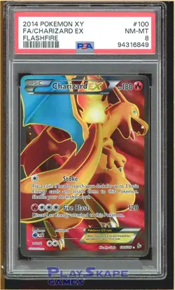 Pokemon Card PSA 8 Charizard EX 100/106 Flashfire Full Art FA XY Rare Holo 2014 - Image 1