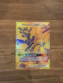 Pokemon TCG Pikachu & Zekrom GX Tag Team, Gold Card Black Star Promo Sm248 - Image 1