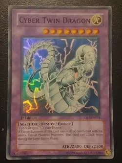 Yu-Gi-Oh! SUPER RARE HOLO CARD CYBER TWIN DRAGON CRV-EN035 1ST LP - Image 4