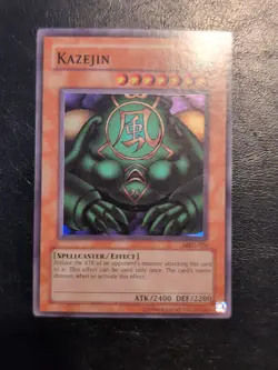 Yu-Gi-Oh! SUPER RARE HOLO CARD KAZEJIN MRD-026 1996 VINTAGE PRINT VLP - Image 1