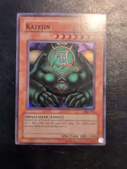 Yu-Gi-Oh! SUPER RARE HOLO CARD KAZEJIN MRD-026 1996 VINTAGE PRINT VLP - Image 4