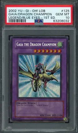 2002 Yu-Gi-Oh! 1st Edition Gaia the Dragon Champion LOB-125 PSA 10 GEM MINT - Image 1
