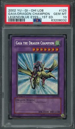 2002 Yu-Gi-Oh! 1st Edition Gaia the Dragon Champion LOB-125 PSA 10 GEM MINT - Image 3