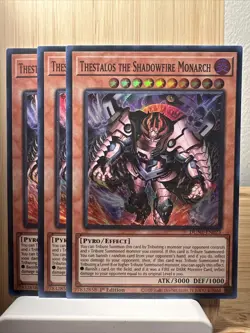 Yugioh! 3x Thestalos the Shadowfire Monarch DUNE-EN023 Super Rare 1st Ed NM - Image 1