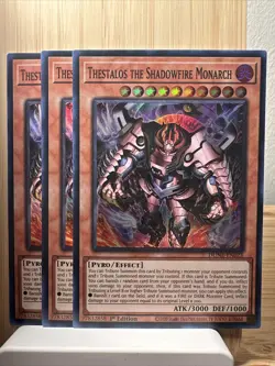 Yugioh! 3x Thestalos the Shadowfire Monarch DUNE-EN023 Super Rare 1st Ed NM - Image 2