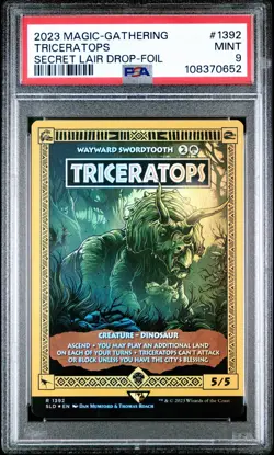 2023 MTG SECRET LAIR DROP FOIL #1392 TRICERATOPS PSA 9 - Image 1