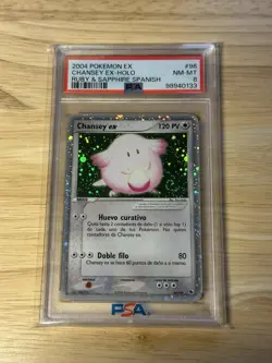 Pokemon EX Ruby & Sapphire Chansey ex 96/109 Holo SWIRL Spanish PSA 8 - Image 1