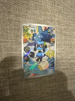 PokÃ©mon Riolu TCG Card 215/198 Scarlet Violet Base Set Illustration Rare NMï¿¼ - Image 1