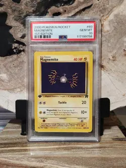 Pokemon PSA 10 GEM MINT Magnemite 60/82 Team Rocket 1st Edition Common - Image 1