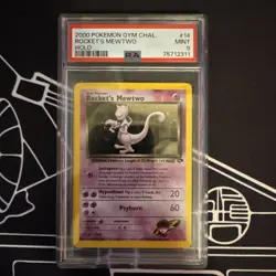 Pokemon 2000 Gym Challenge Rockets Mewtwo Holo #14 PSA 9 Mint - Image 1
