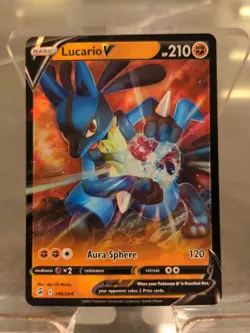 Pokemon LUCARIO  V 146/264 Ultra Rare Holo PokÃ©mon Card TCG Fusion Strike - Image 1