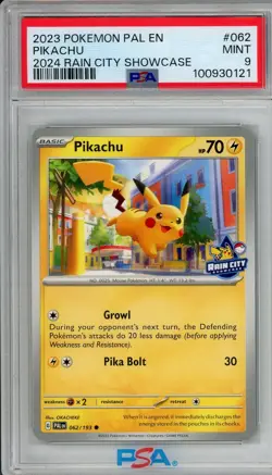 2023 Pokemon PIkachu Rain City Showcase 62 PSA 9 - Image 1