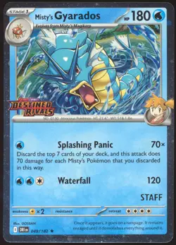 Misty's Gyarados Destined Rivals Prerelease STAFF Promo 049/182 Pokemon NM #1 - Image 1