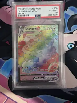 2020 POKEMON SWORD & SHIELD SECRET #206 FULL ART/SNORLAX VMAX PSA 10 - Image 1
