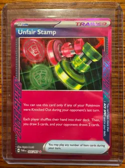 Unfair Stamp 165/167 | Twilight Masquerade | Trainer Holo | Pokemon TCG Card NM - Image 1