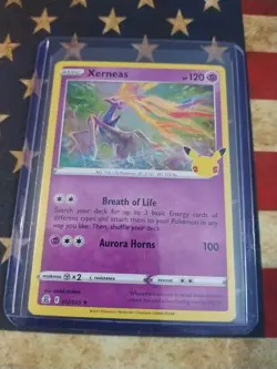 Xerneas 12/25 Celebrations Holo Rare Pokemon Card TCG 012/025 25th Anniversary - Image 1