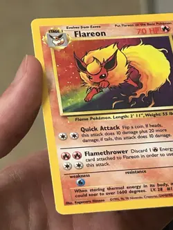 PokÃ©mon TCG Flareon Jungle 3/64 Holo Unlimited Rare Card Vintage Near Mint - Image 3