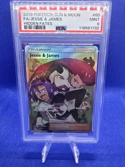 2019 Pokemon Hidden Fates Jessie James Full Art Ultra Rare Card #68 PSA 9 - Image 1