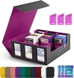Card Storage Box for Trading Cards, 1800+ Commander Deck Box for MTG with Displa - Image 1